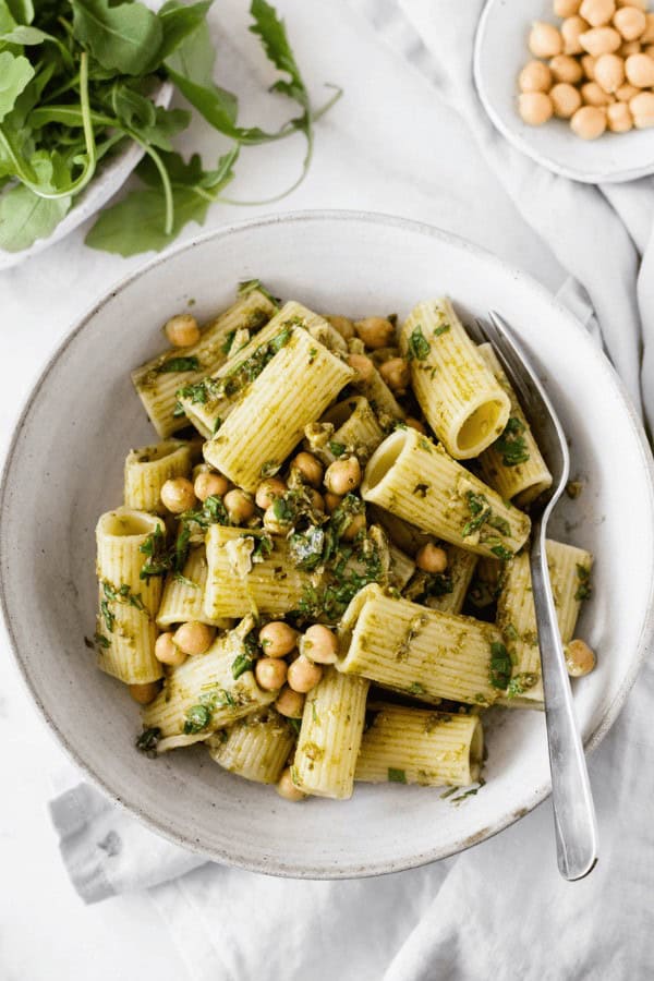 Chickpea Pesto Pasta Salad