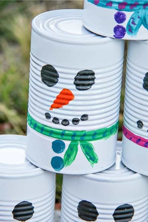 DIY Snowman Tin Can Toss