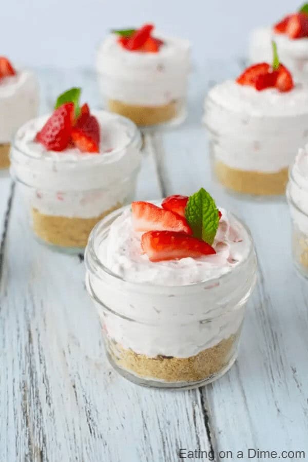 No Bake Strawberry Cheesecake in a Jar