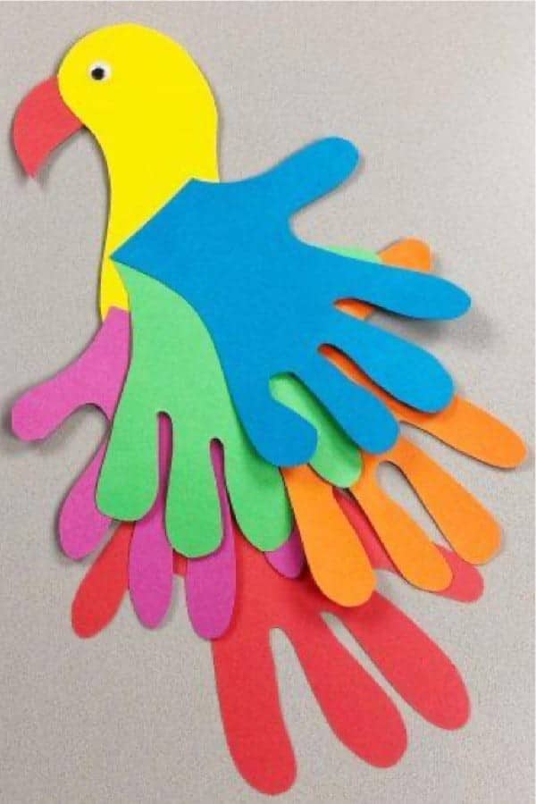 Handprint Parrot Paper Craft For Kids