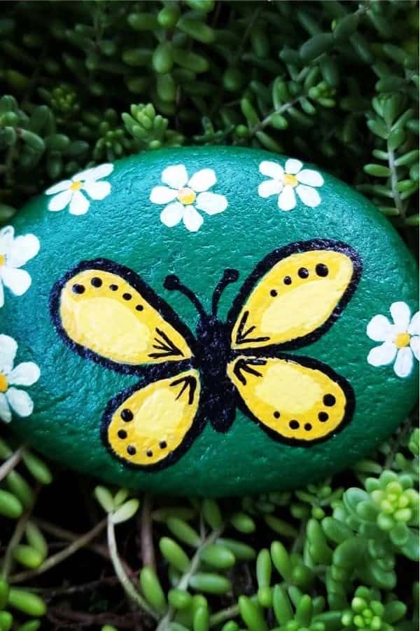 Painted Rock With Butterfly