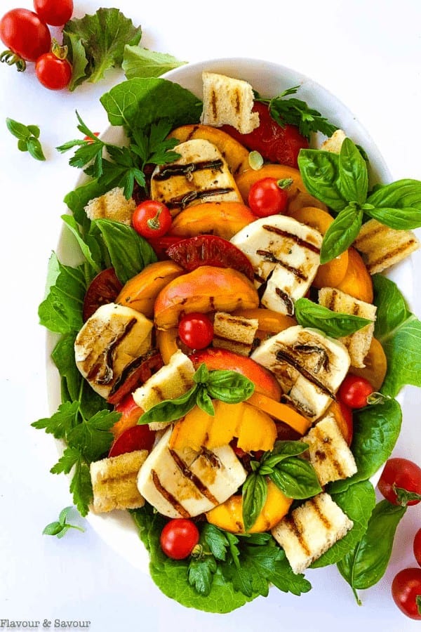 Grilled Halloumi Peach & Tomato Salad