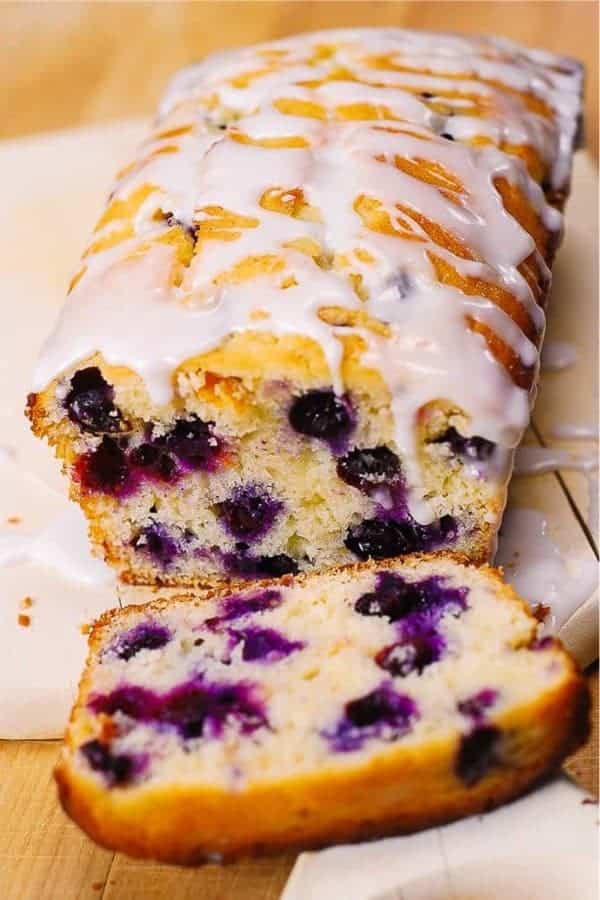 Blueberry Lemon Bread with Lemon Glaze