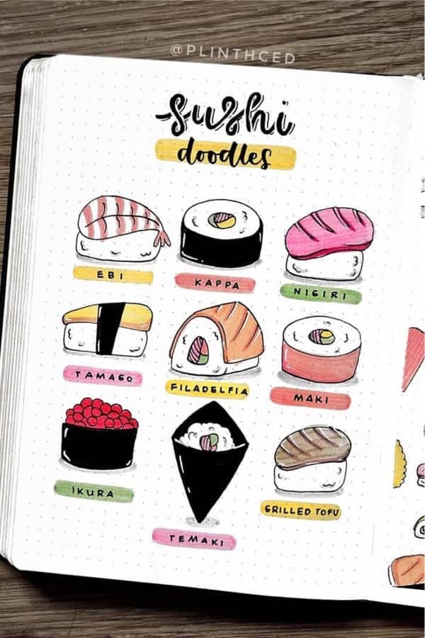 Sushi Drawings For Bujo