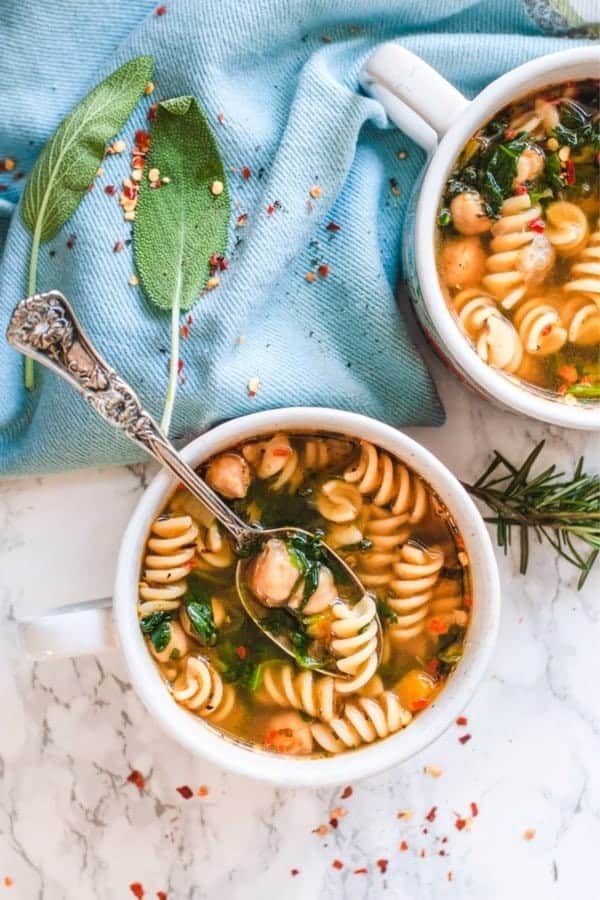 Vegetarian Chickpea Noodle Soup