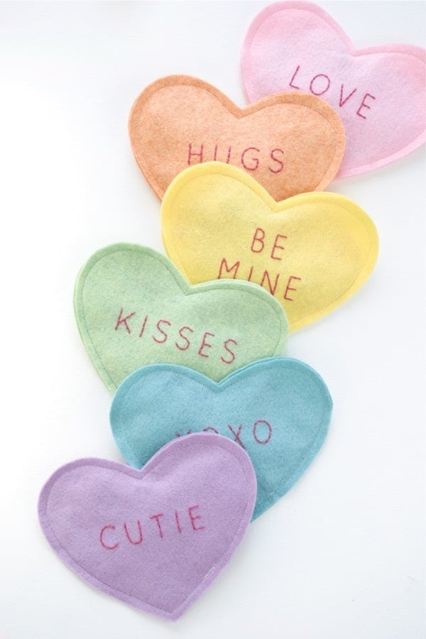 DIY Felt Conversation Hearts