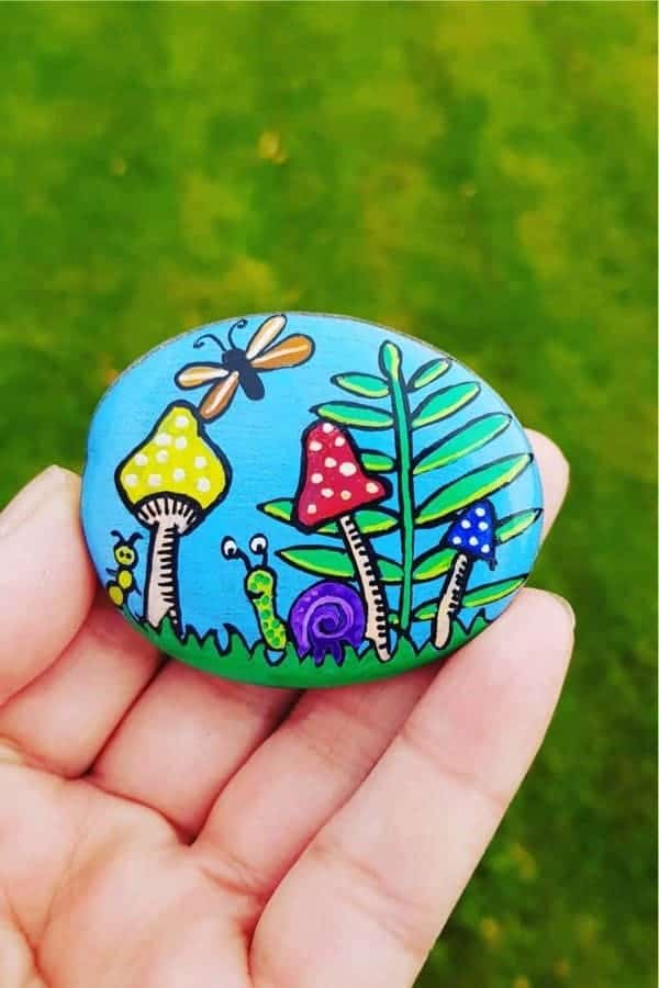 Summer Garden Painted Rock