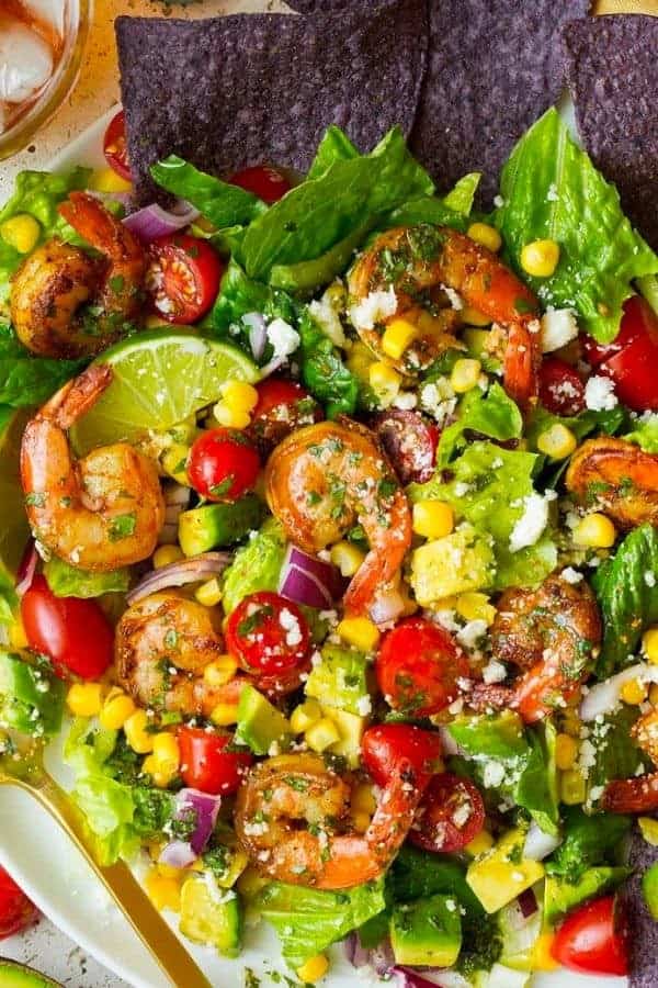 SHRIMP AND AVOCADO TACO SALAD