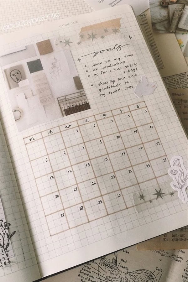 Washi Tape Monthly Spread