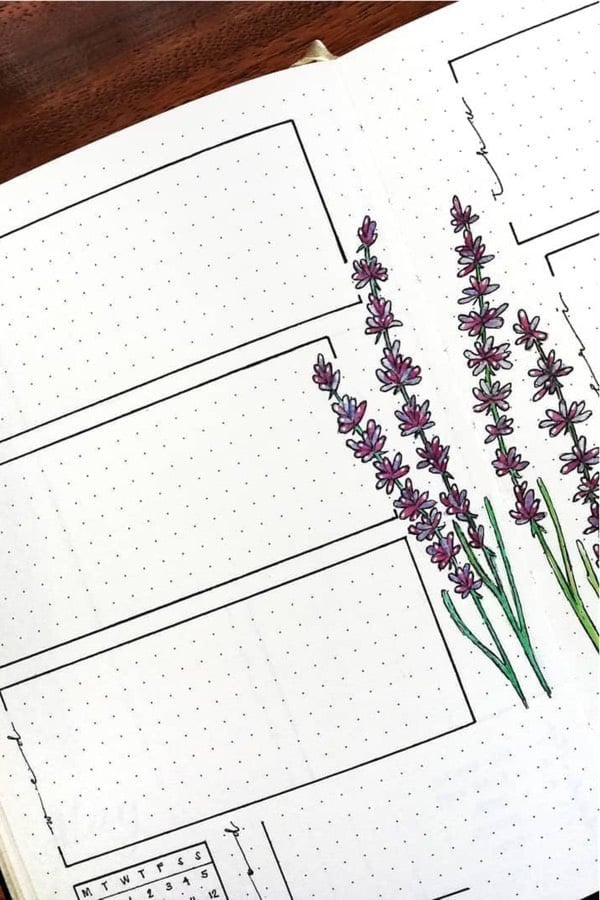 Minimal Lavender Bujo Spread