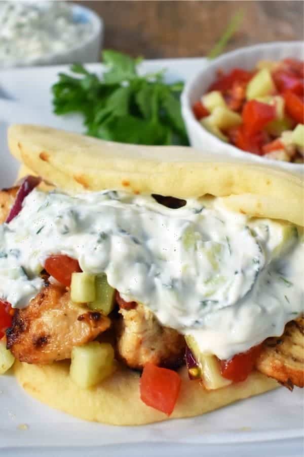 Greek Chicken Gyros with Tzatziki Sauce