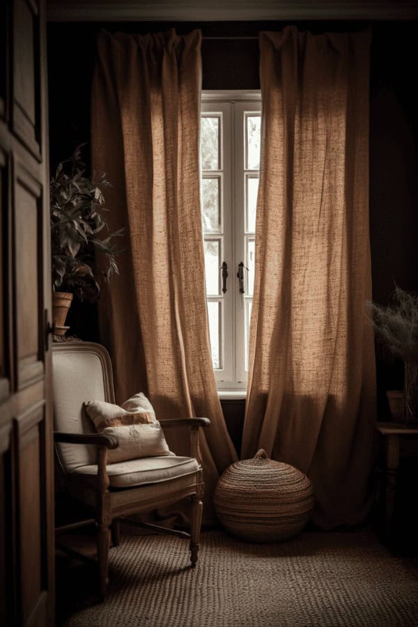 Burlap curtains