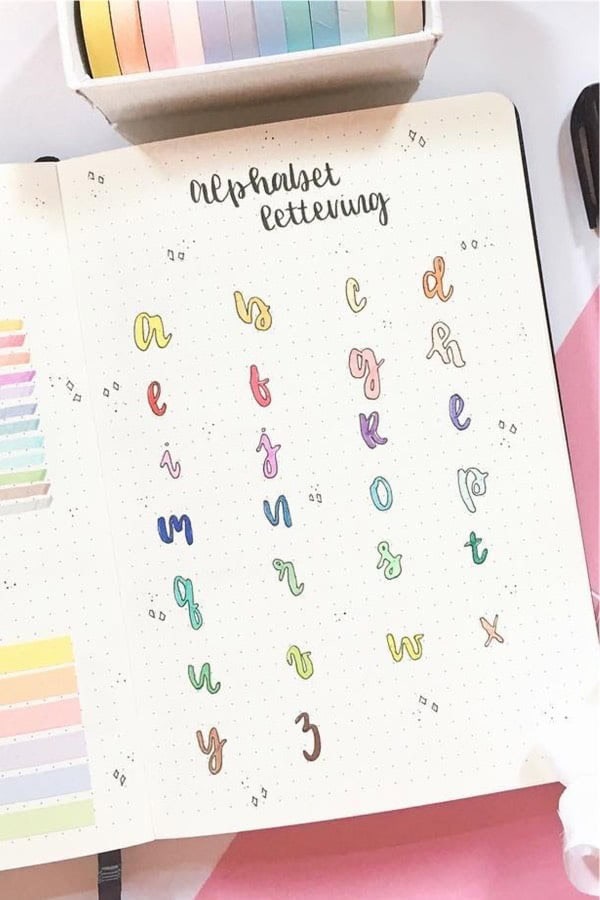 Pastel Bullet Journal Lettering