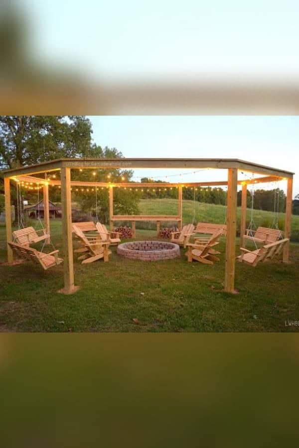 DIY FIRE PIT PERGOLA FOR SWINGS