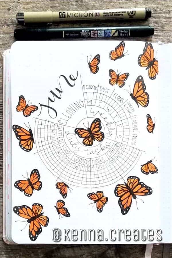 Orange Butterfly Cleaning Tracker