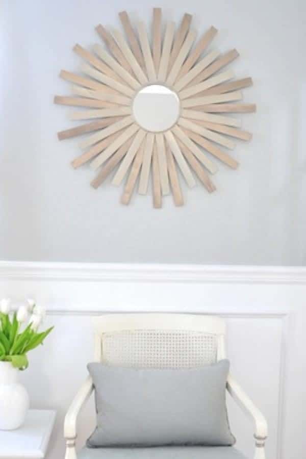 DIY PAINT STICK SUNBURST MIRROR