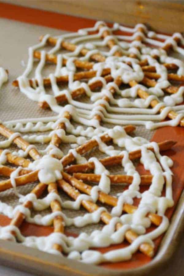 Halloween Pretzel Spider Webs