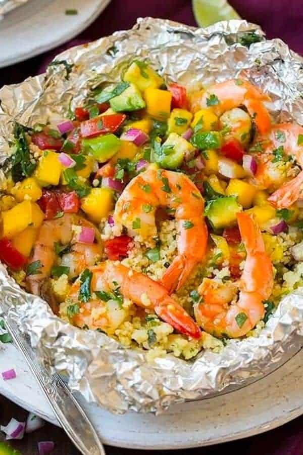 SHRIMP AND COUSCOUS FOIL PACKETS