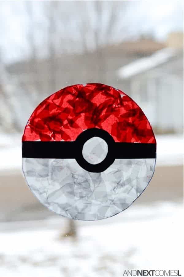 Pokeball Suncatcher Craft For Kids