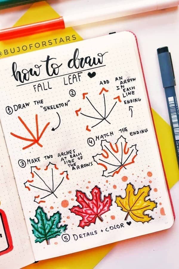 Step By Step Fall Leaf Doodle