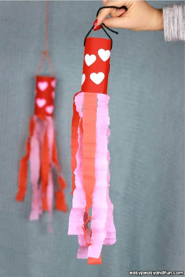 Valentines Day Windsock Toilet Paper Roll Craft