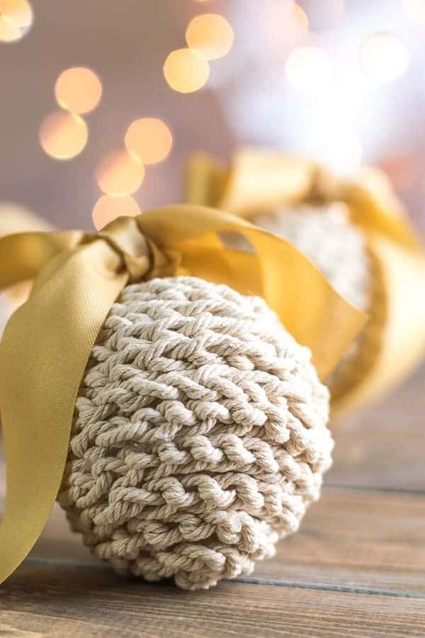 GOLD LEAF MACRAME CHRISTMAS BALL