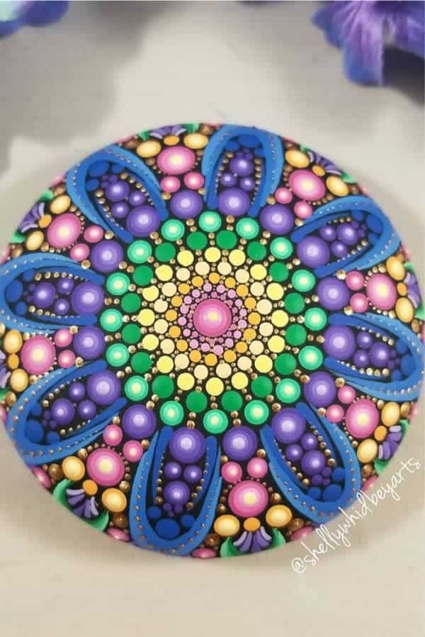 Mandala Flower Painted Rock