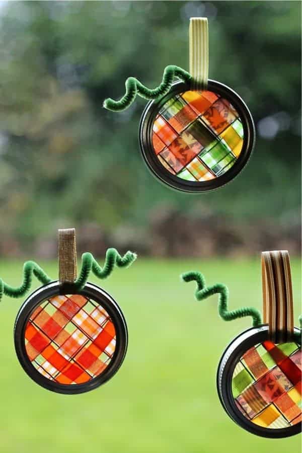 Scrap Ribbon Pumpkin Suncatchers