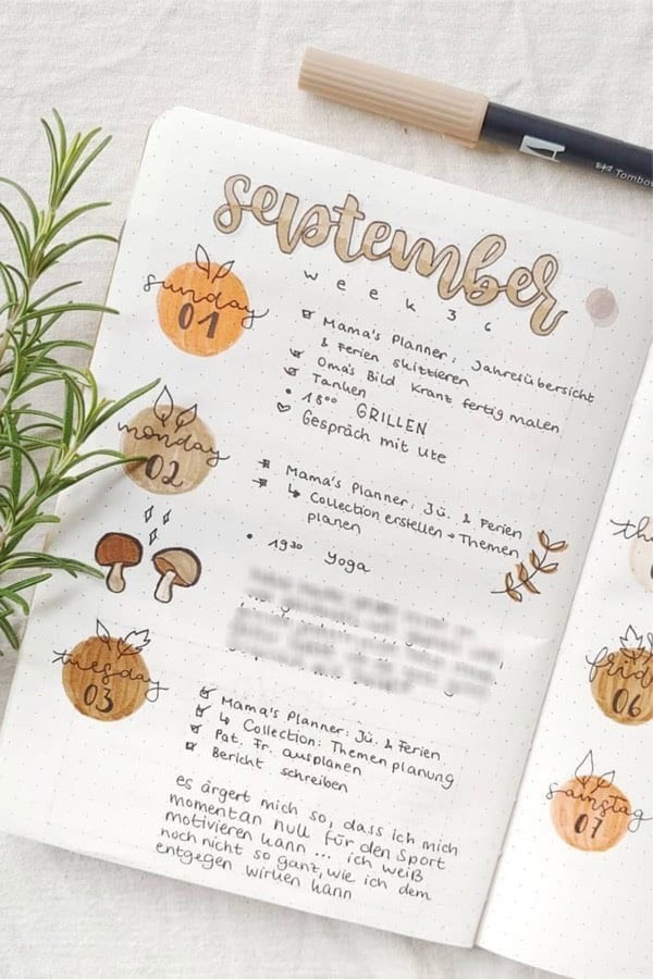 Muted Fall Bujo Spread