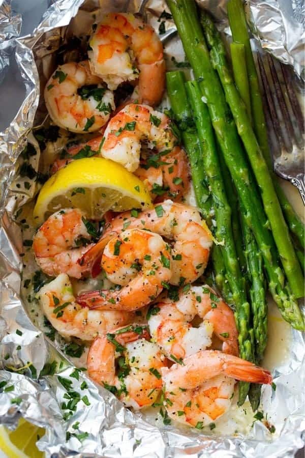 Shrimp and Asparagus Foil Packs