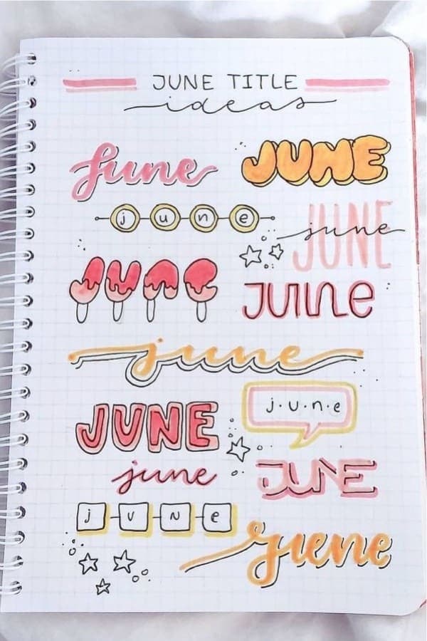 Pastel June Title Ideas For Bujos