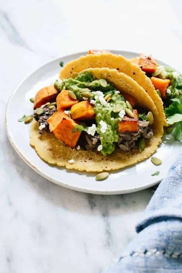 SWEET POTATO AND BLACK BEAN TACOS