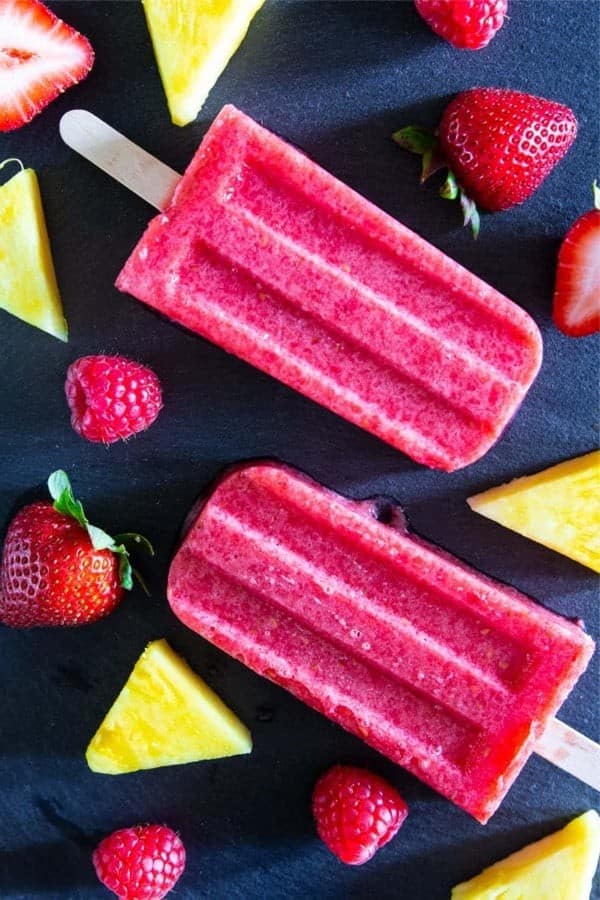 Strawberry Pineapple Fruit Popsicles