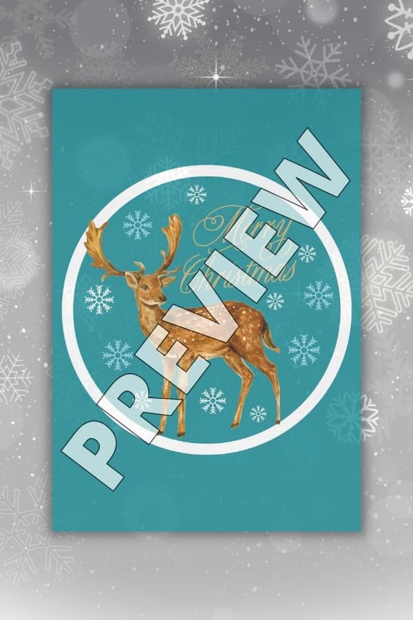 DEER WATERCOLOR MERRY CHRISTMAS SIGN