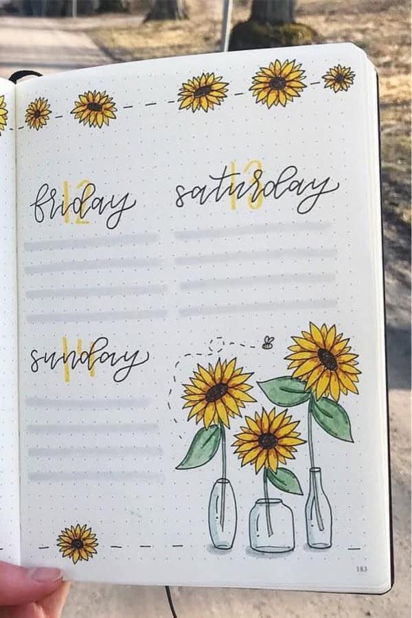 Sunflower Themed Bujo