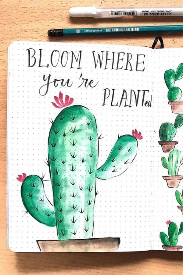 Bullet Journal Cactus Quote