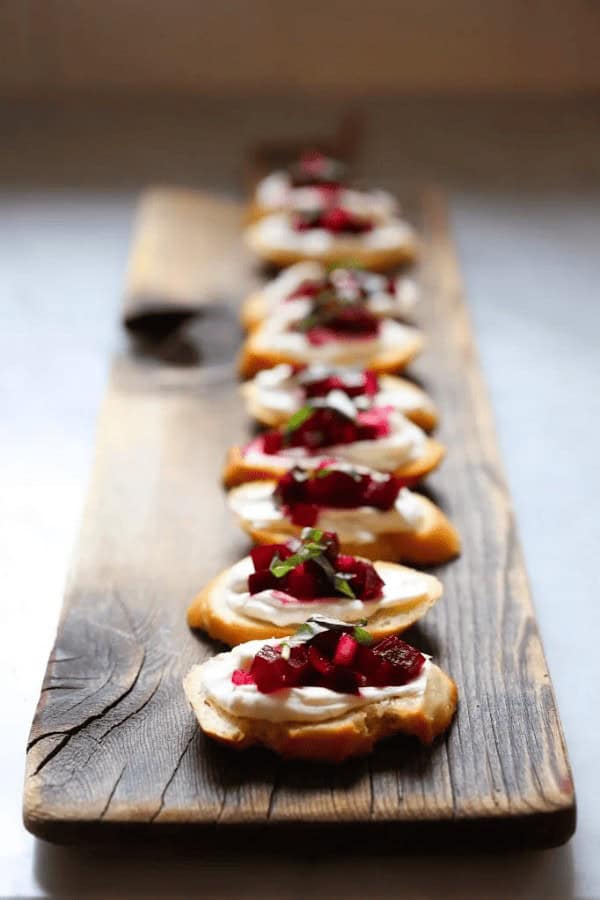 Beet and Goat Cheese Crostini