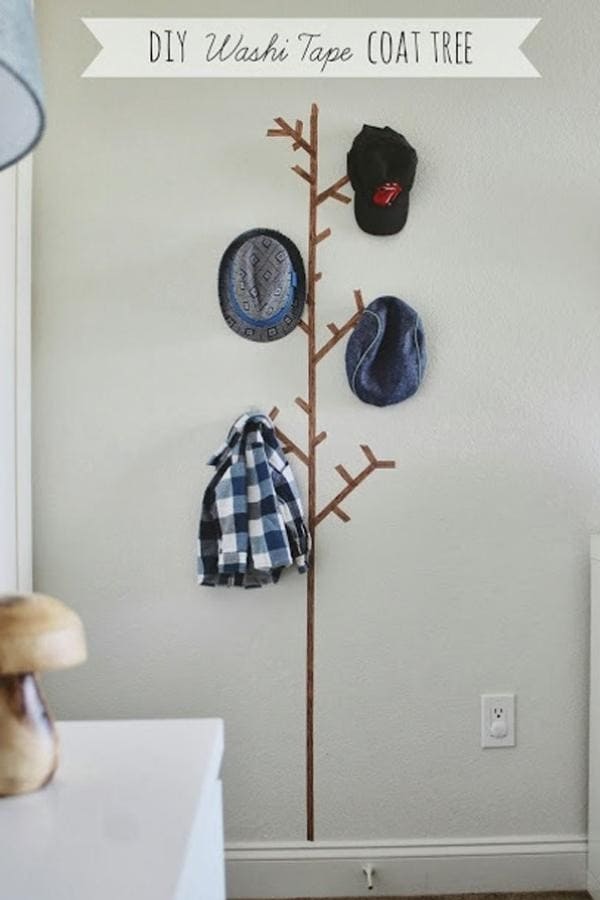 DIY WASHI TAPE COAT TREE