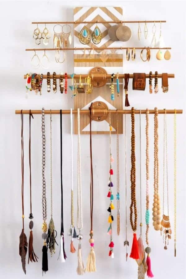 DIY Geometric Wall Jewelry Organizer