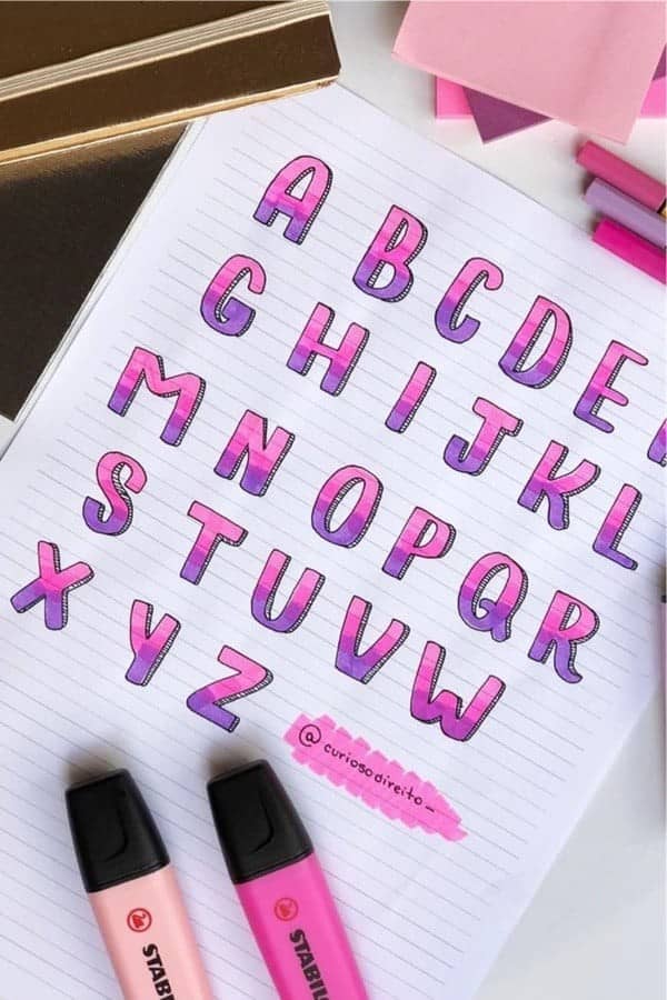 Pink & Purple Bujo Alphabet