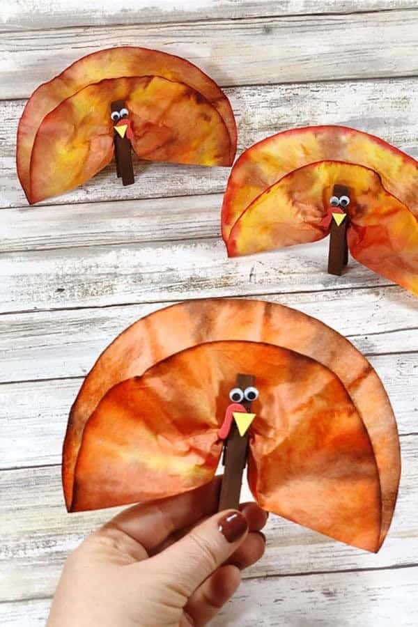 Coffee Filter Turkeys Thanksgiving Craft for Kids