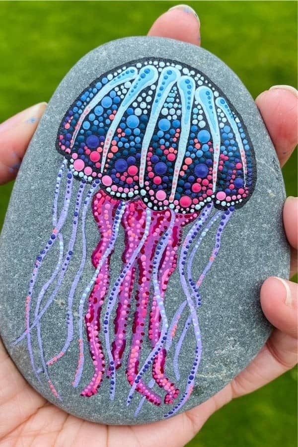 Jelly Fish Painted Stone