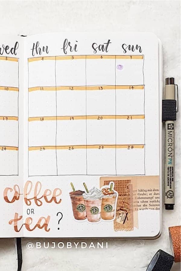 Starbucks Monthly Spread