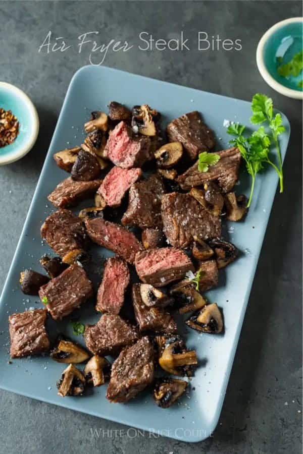 Air Fryer Steak Bites with Mushrooms