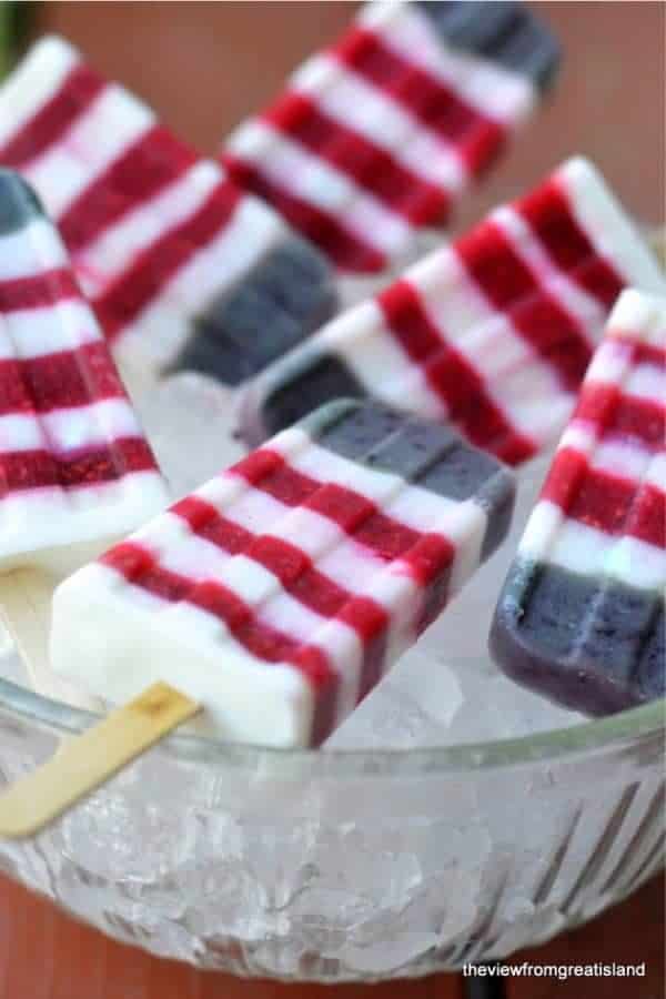 Red White & Blueberry Yogurt Popsicles