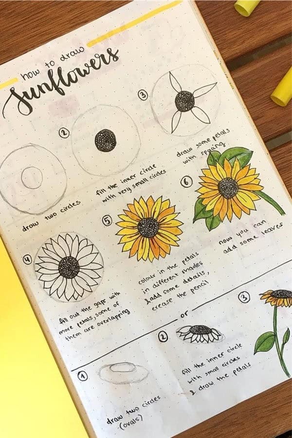 Step By Step Sunflower Doodles