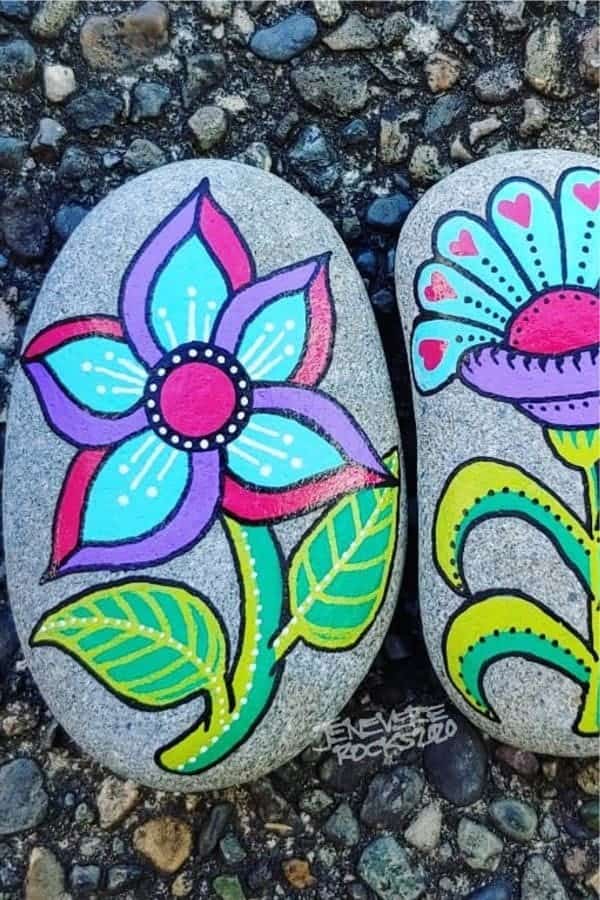 Flower Design For Painted Pebbles