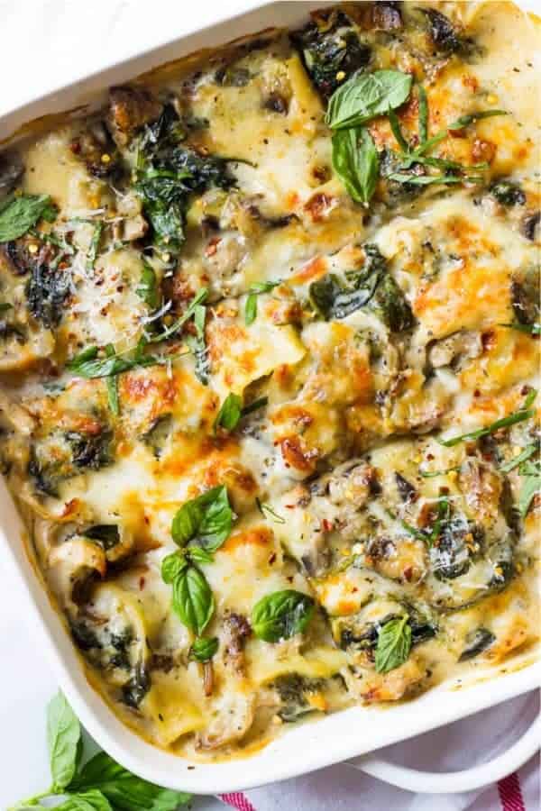 Chicken Mushroom and Spinach Lasagna