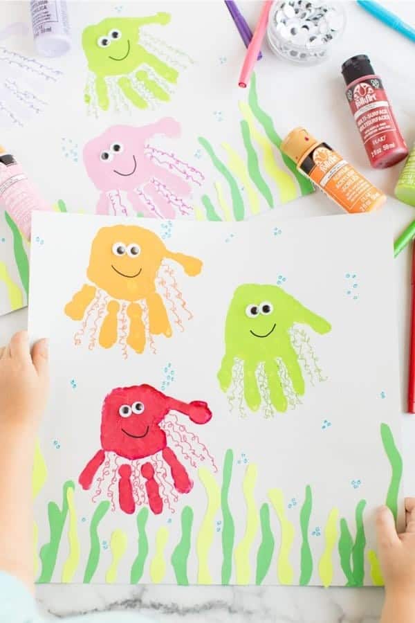 Kids Handprint Jellyfish Art