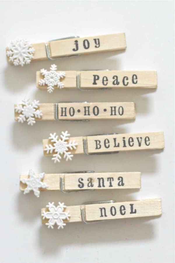 Stamped Christmas Clothespins